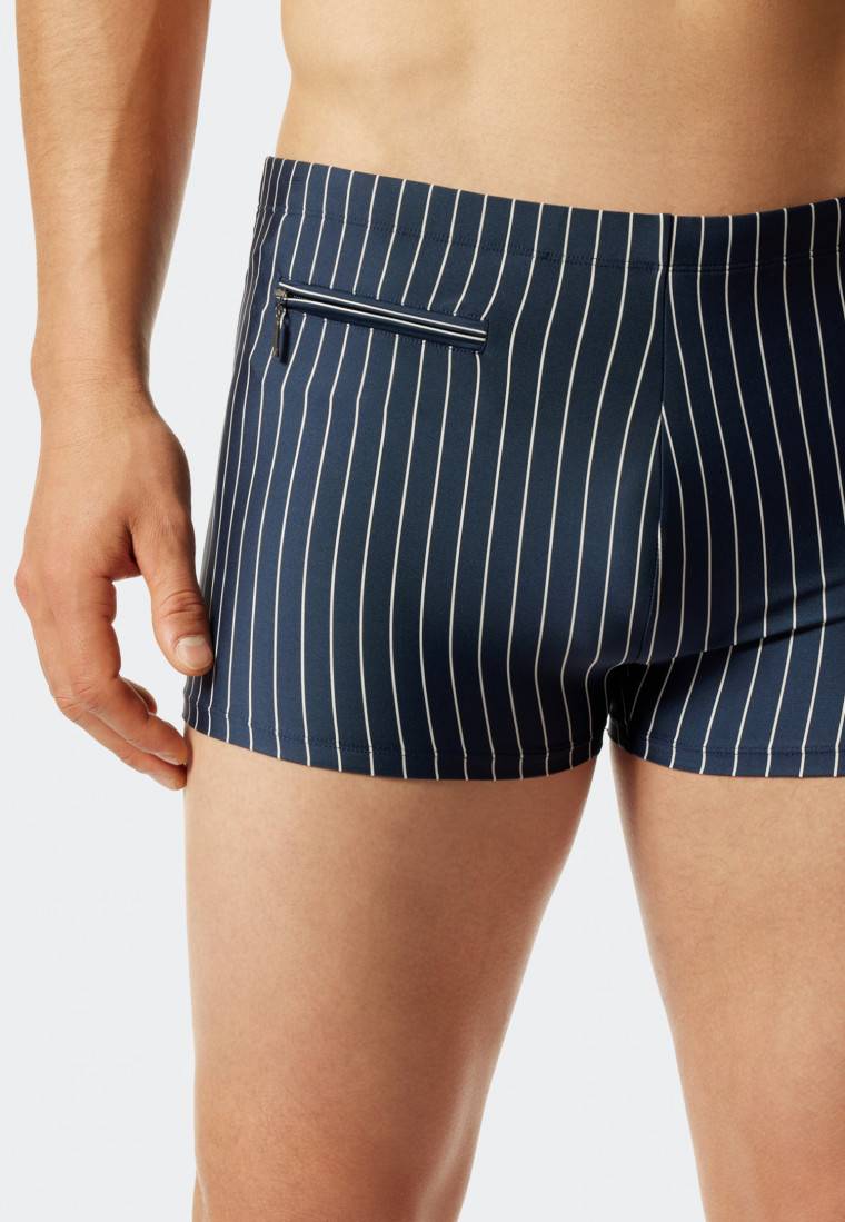 Schiesser Badehose Mit Reißverschlusstasche Wirkware Recycelt Streifen Admiral - Nautical Casual
