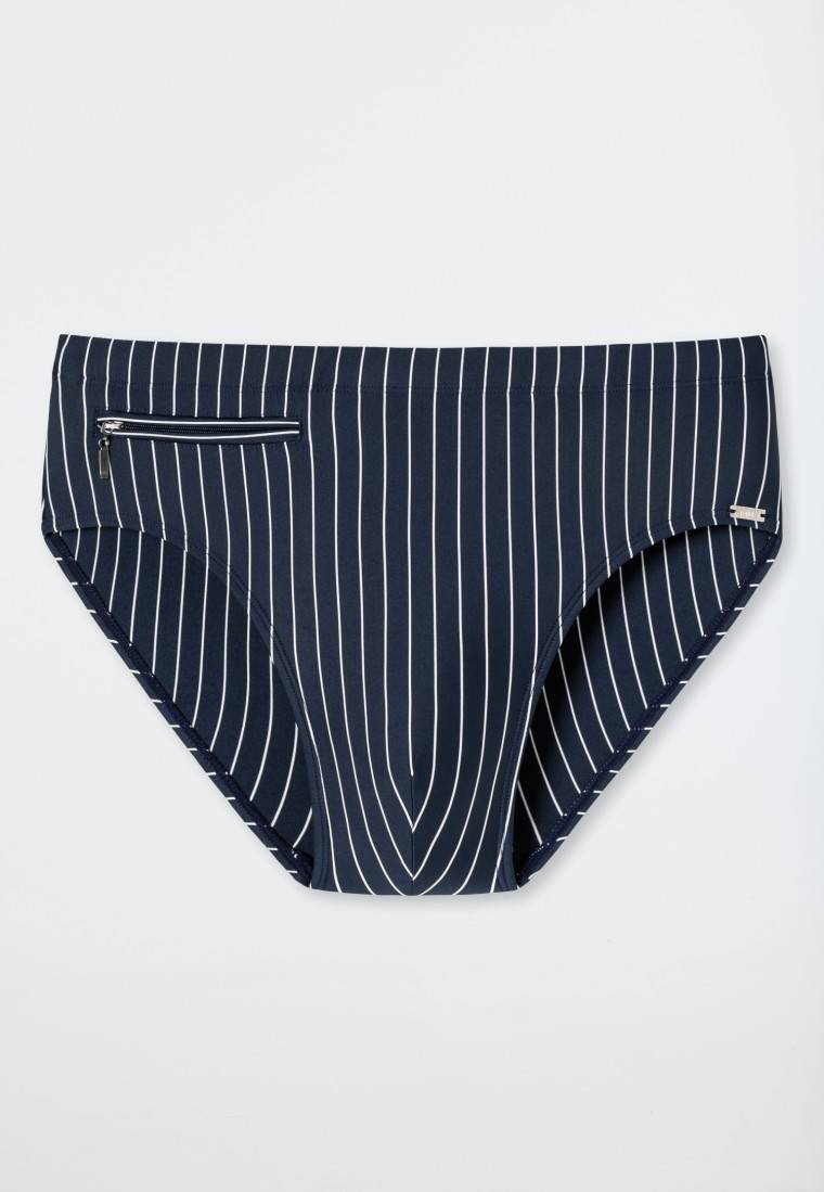 Schiesser Badehose Mit Reißverschlusstasche Wirkware Recycelt Streifen Admiral - Nautical Casual