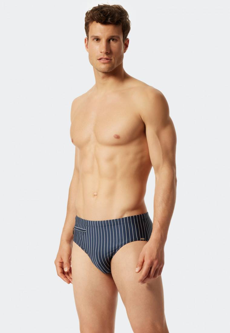 Schiesser Badehose mit Reißverschlusstasche Wirkware recycelt Streifen admiral - Nautical Casual