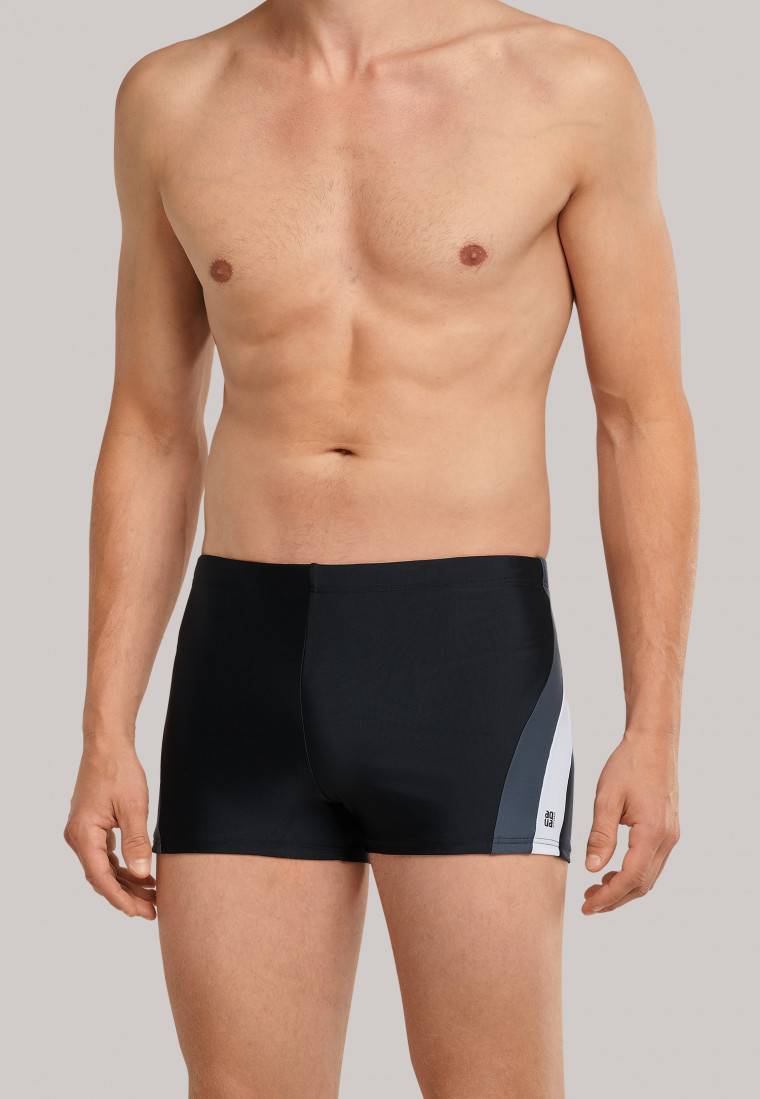 Schiesser Badehose Wirkware Recycelt Seitliche Streifen Schwarz - Nautical Active