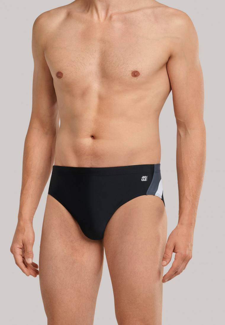 Schiesser Badehose Wirkware Recycelt Seitliche Streifen Schwarz - Nautical Active