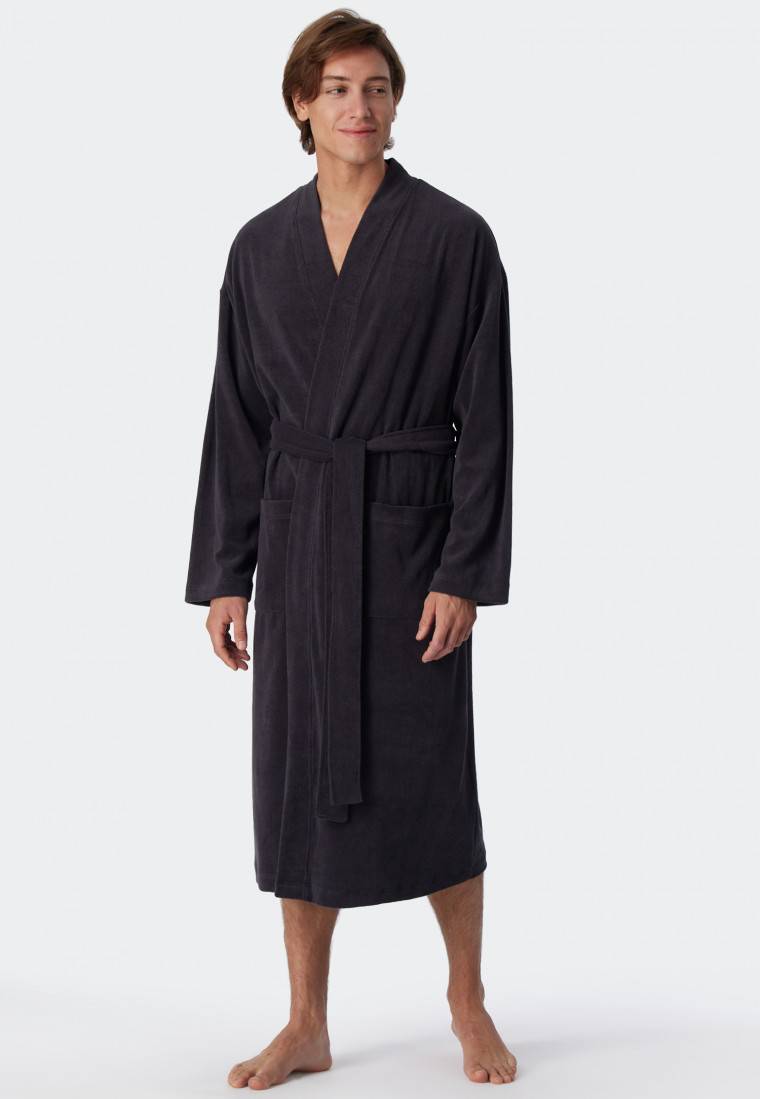 Schiesser Bademantel Leichtfrottee Anthrazit - Feather Terry