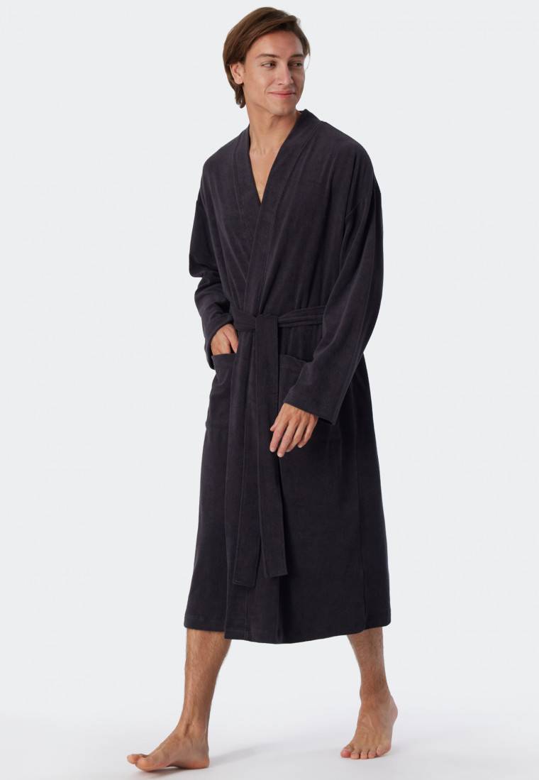 Schiesser Bademantel Leichtfrottee anthrazit - Feather Terry