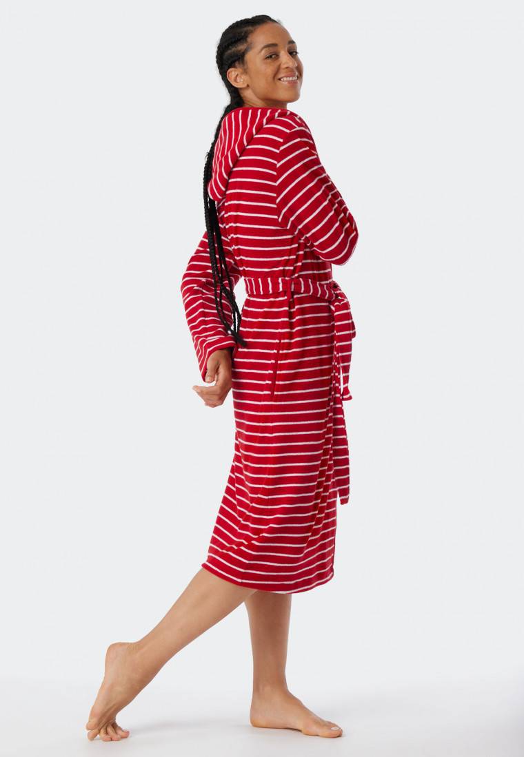 Schiesser Bademantel Leichtfrottee rot gestreift - Feather Terry