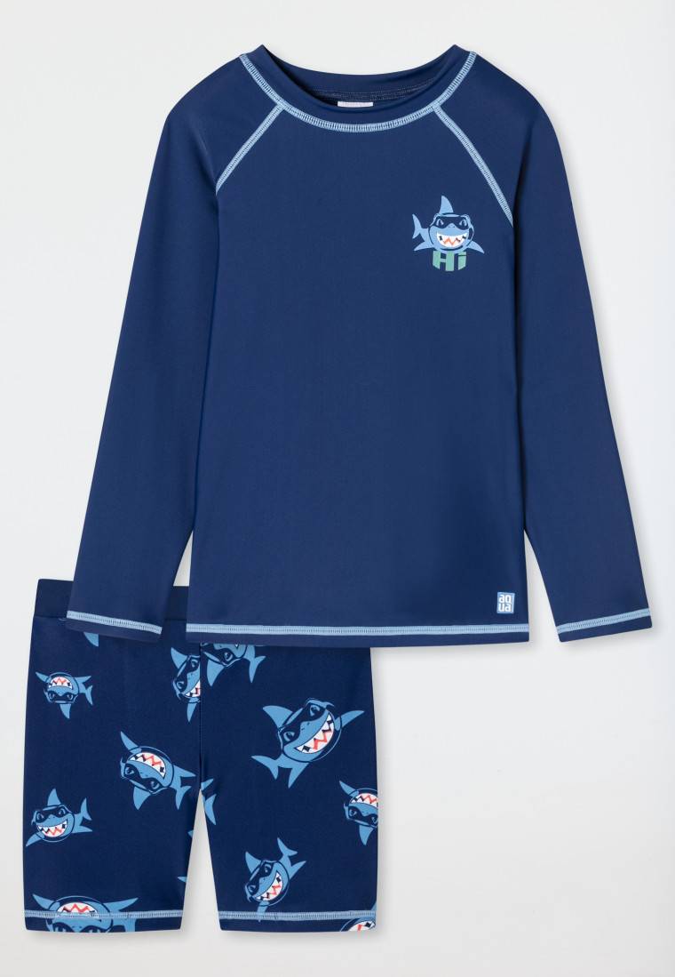 Schiesser Badeset Jungen 2-teilig Haie Hellblau - Aqua Kids Boys