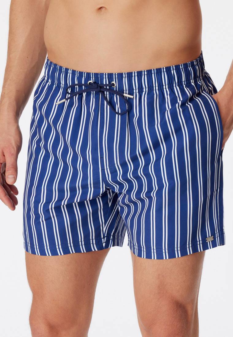Schiesser Badeshorts Webware Gestreift Off-white - Classic Swim