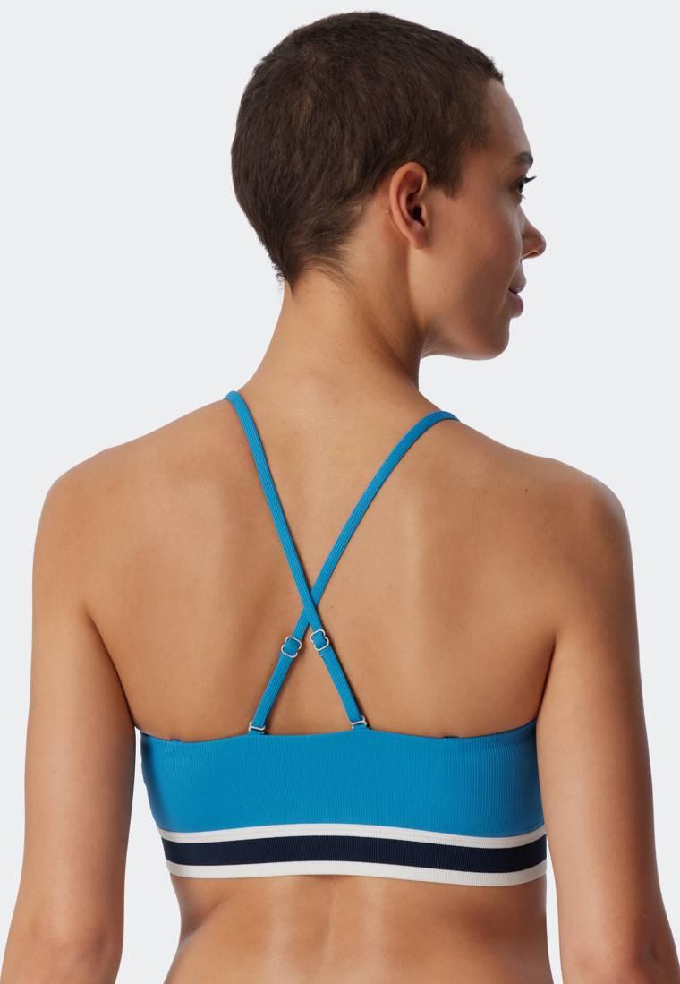 Schiesser Bandeau Bikini-Set Softpads Variable Träger Midi-Slip Ripp-Optik Aquarium - Underwater