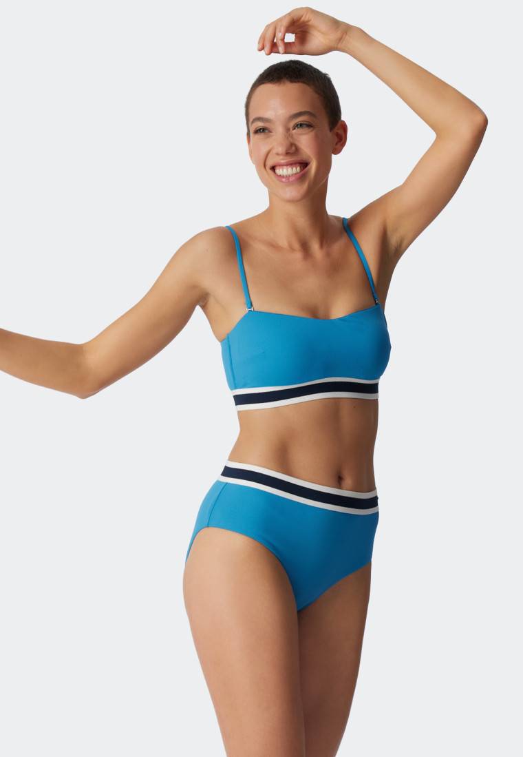Schiesser Bandeau Bikini-Set Softpads variable Träger Midi-Slip Ripp-Optik aquarium - Underwater