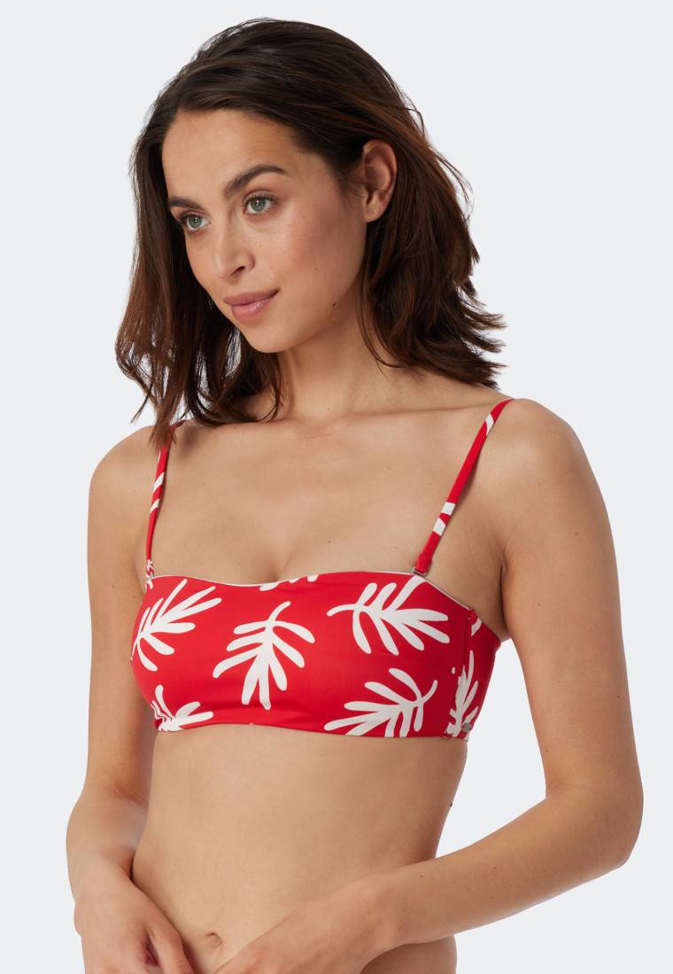 Schiesser Bandeau Bikini-Top Gefüttert Softcups Variable Träger Korallen Rot - Mix & Match Coral Life