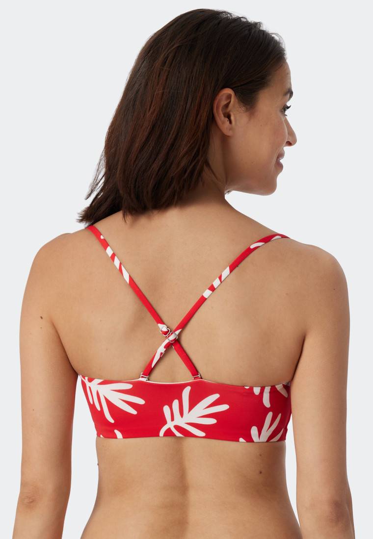 Schiesser Bandeau Bikini-Top Gefüttert Softcups Variable Träger Korallen Rot - Mix & Match Coral Life