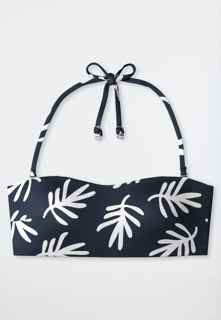 Schiesser Bandeau Bikini-Top Gefüttert Softcups Variable Träger Korallen Dunkelblau-gemustert - Mix & Match Coral Life