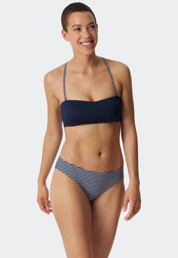 Schiesser Bandeau Bikini-Top gefüttert Softcups variable Träger dunkelblau - Mix & Match Reflections