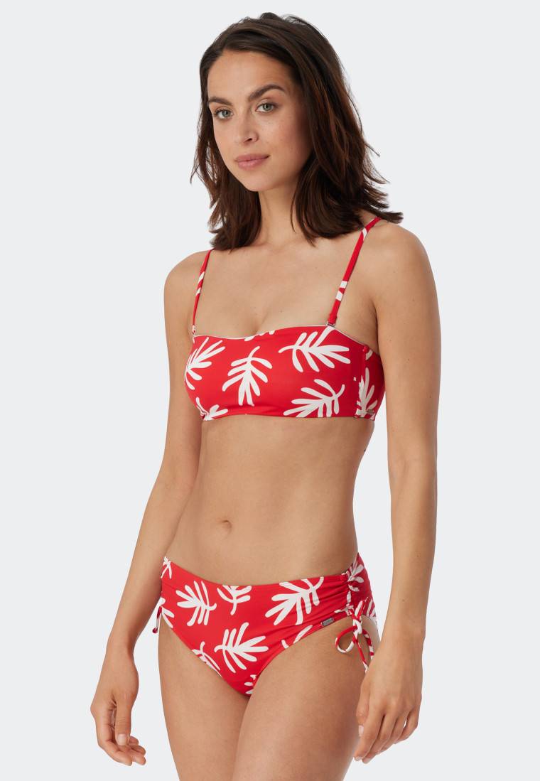 Schiesser Bandeau Bikini-Top gefüttert Softcups variable Träger Korallen rot - Mix & Match Coral Life