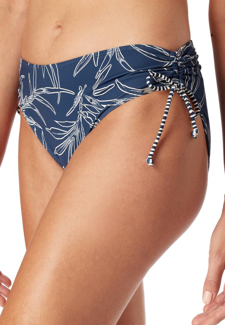 Schiesser Bandeau Bügel-Bikini Softcups Variable Träger Midi-Slip Verstellbare Seiten Blau Gemustert - Ocean Swim