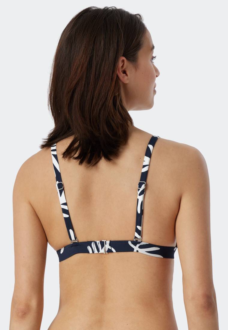 Schiesser Bikini Triangel-Top Herausnehmbare Cups Variable Träger Korallen Dunkelblau-gemustert - Mix & Match Coral Life