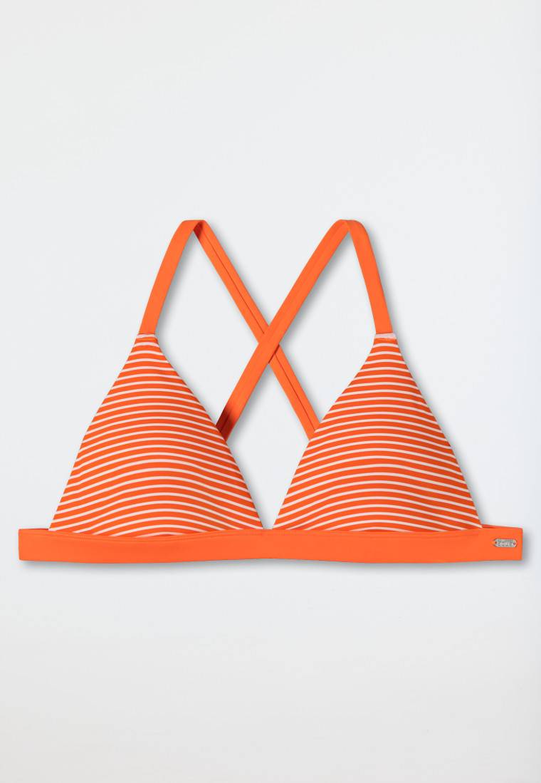 Schiesser Bikini Triangel-Top Herausnehmbare Cups Variable Träger Streifen Orange - Mix & Match Reflections