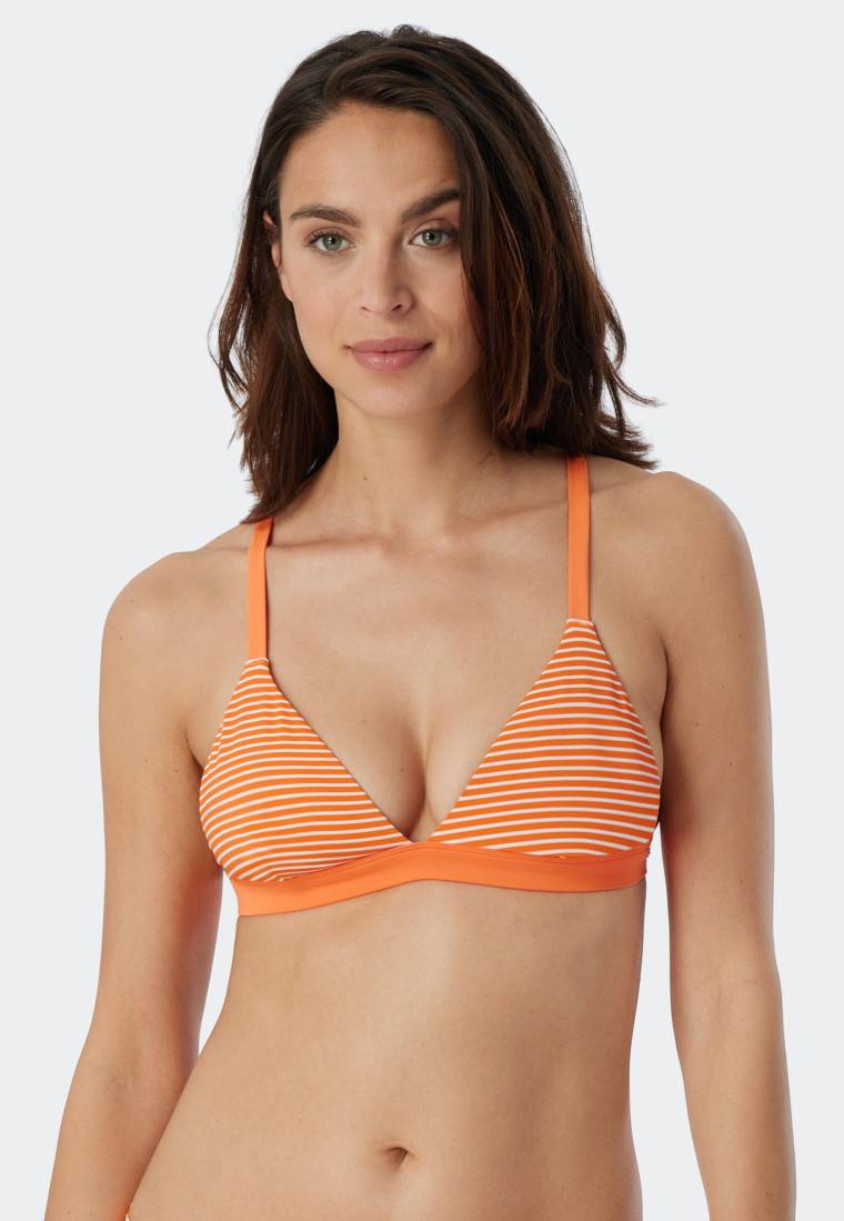 Schiesser Bikini Triangel-Top Herausnehmbare Cups Variable Träger Streifen Orange - Mix & Match Reflections