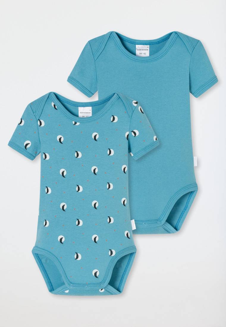 Schiesser Bodys Kurzarm 2er-Pack Feinripp Hellblau - Natural Love