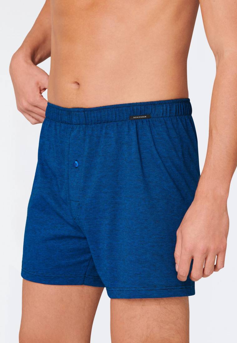 Schiesser Boxershorts 2er-Pack Jersey Schwarz/ Blau - Boxershorts Multipack