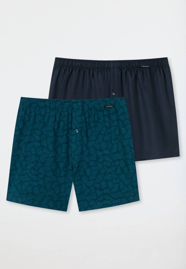 Schiesser Boxershorts 2er-Pack Jersey Uni Gemustert - Boxershorts Multipacks