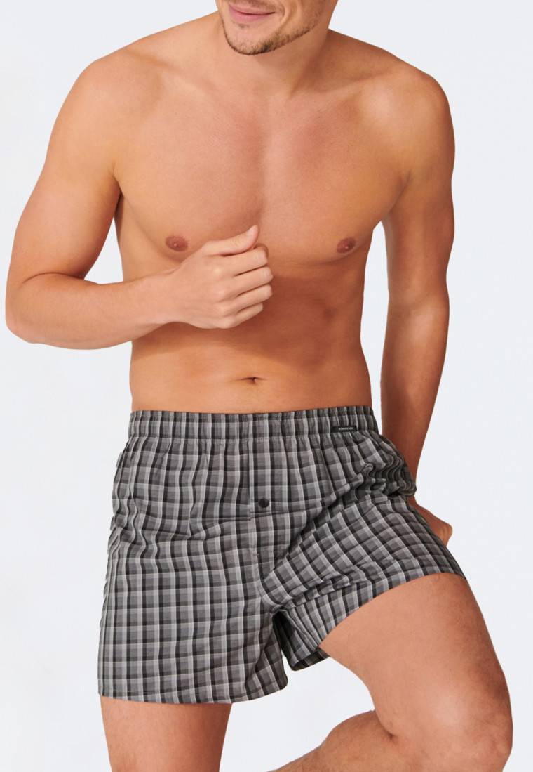 Schiesser Boxershorts 2er-Pack Webware schwarz kariert - Boxershorts Multipack