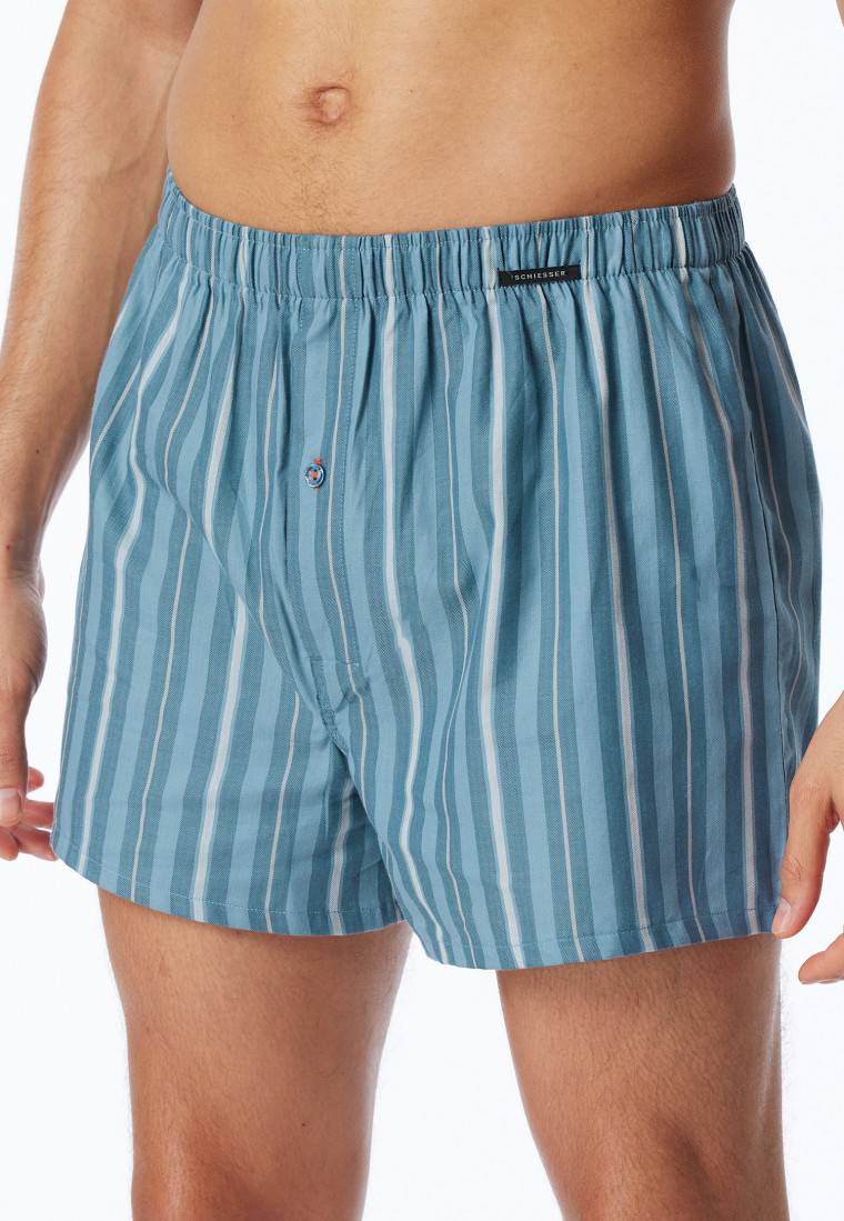Schiesser Boxershorts 2er-Pack Webware Uni & Gestreift - Boxershorts Multipacks