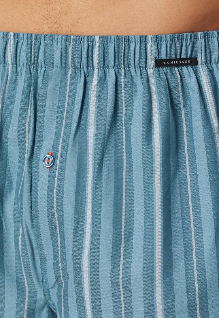 Schiesser Boxershorts 2er-Pack Webware Uni & Gestreift - Boxershorts Multipacks