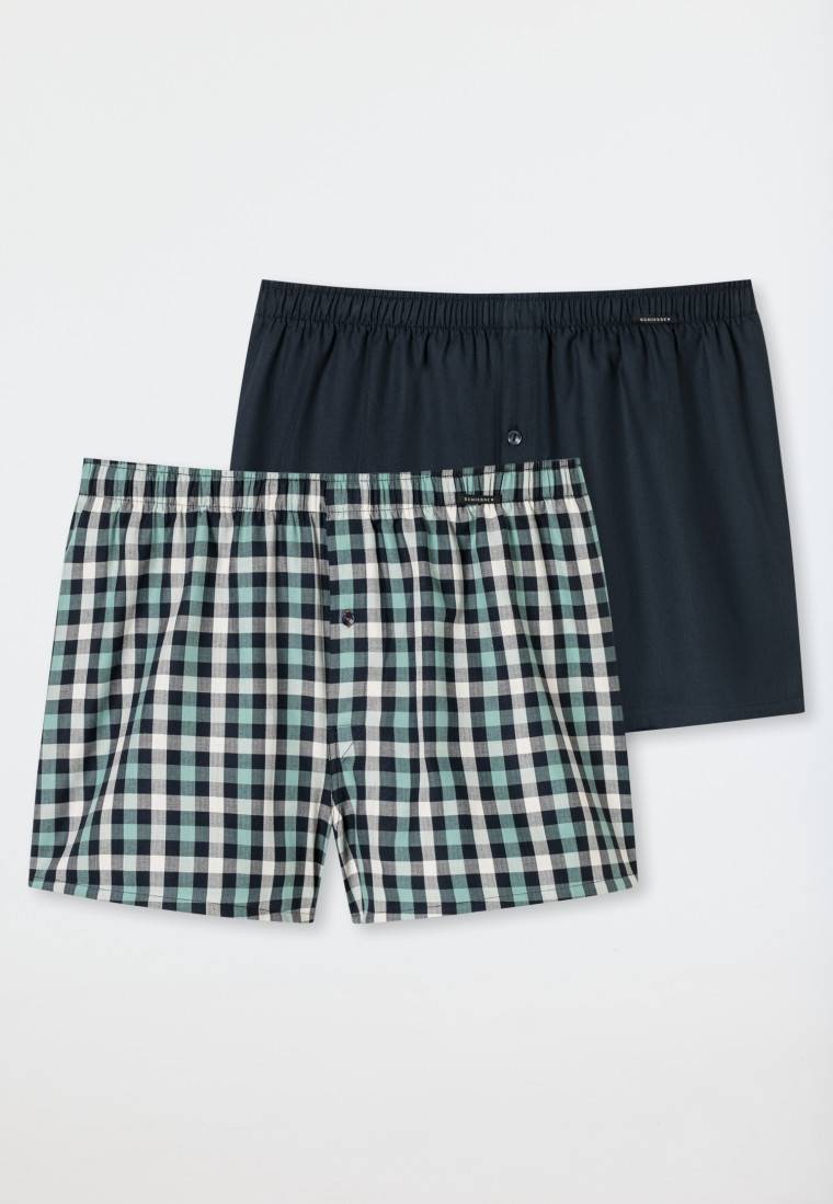 Schiesser Boxershorts 2er-Pack Webware Uni & Kariert - Boxershorts Multipacks