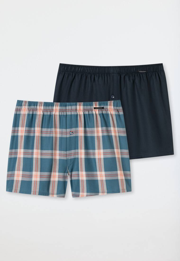 Schiesser Boxershorts 2er-Pack Webware Uni & Kariert - Boxershorts Multipacks