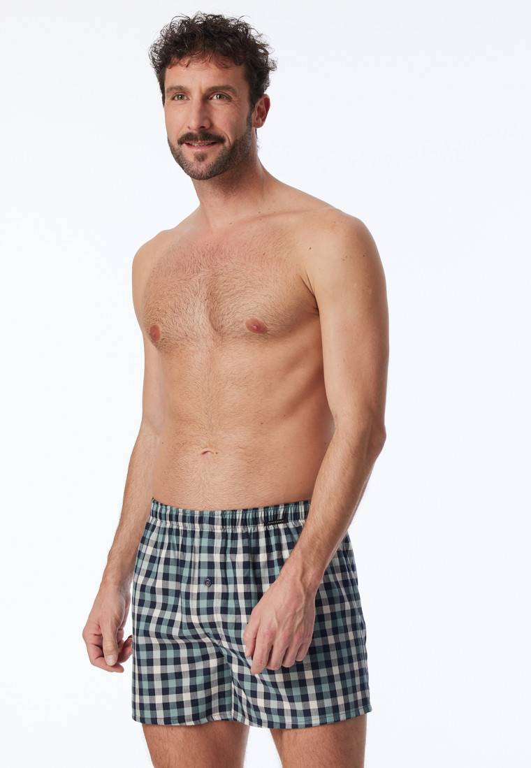 Schiesser Boxershorts 2er-Pack Webware uni & kariert - Boxershorts Multipacks