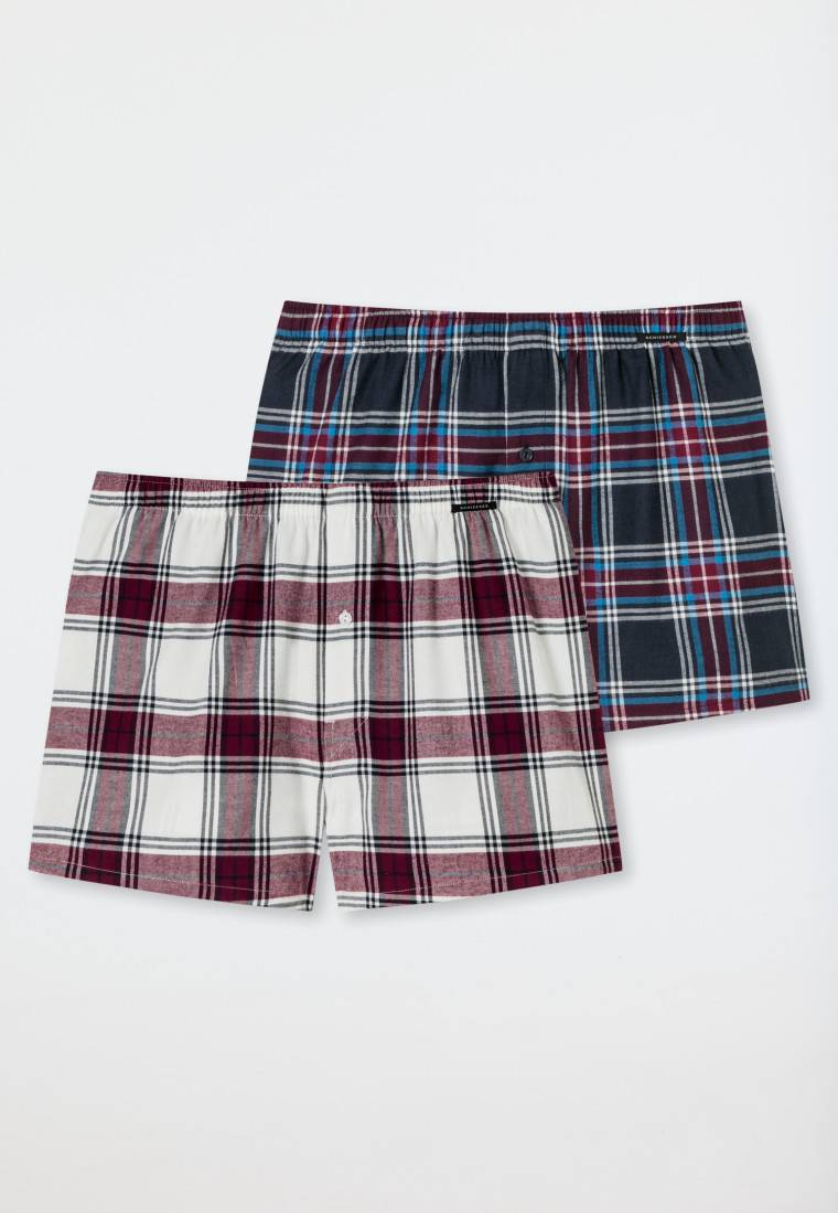 Schiesser Boxershorts 2er-Pack Webware Uni Kariert Mehrfarbig - X-Mas