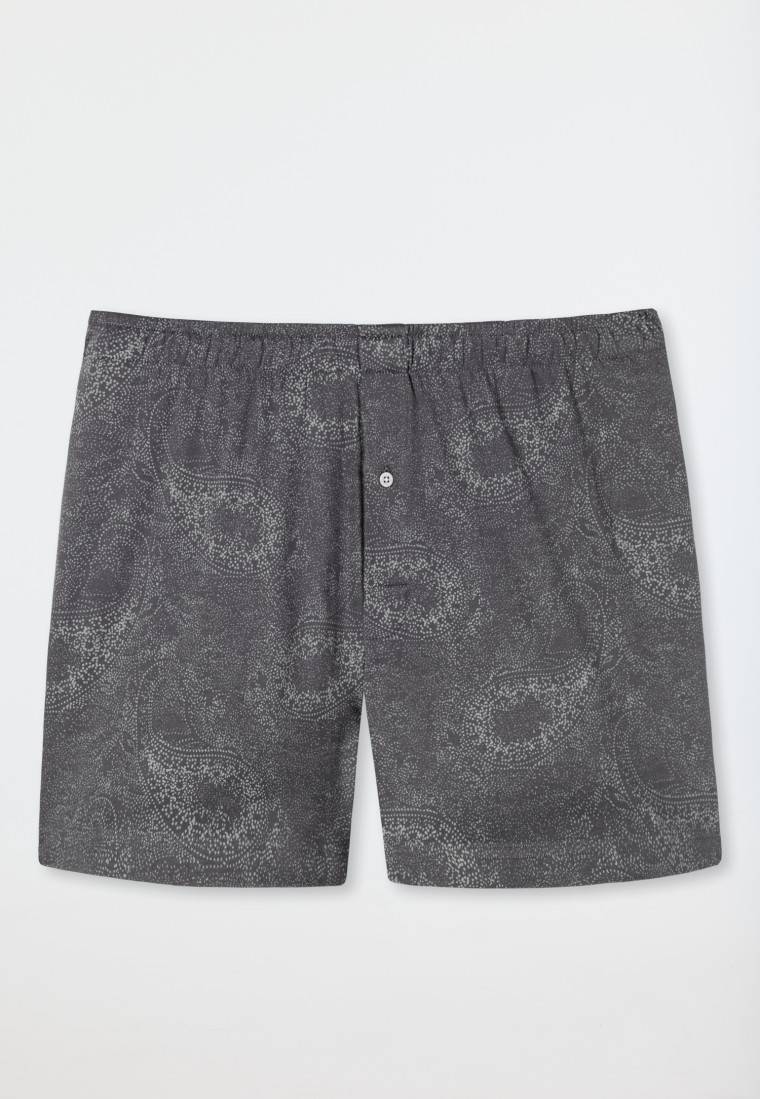 Schiesser Boxershorts Interlock Paisley Anthrazit Gemustert - Fine Interlock