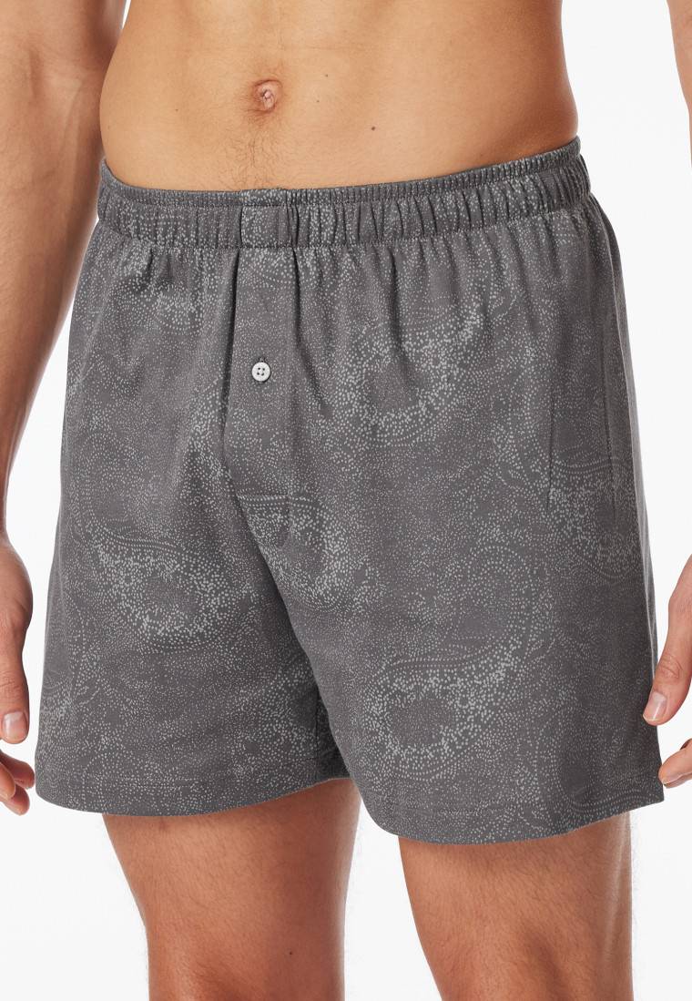Schiesser Boxershorts Interlock Paisley Anthrazit Gemustert - Fine Interlock