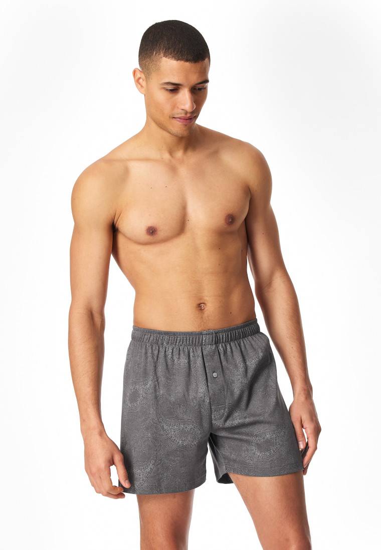 Schiesser Boxershorts Interlock Paisley anthrazit gemustert - Fine Interlock