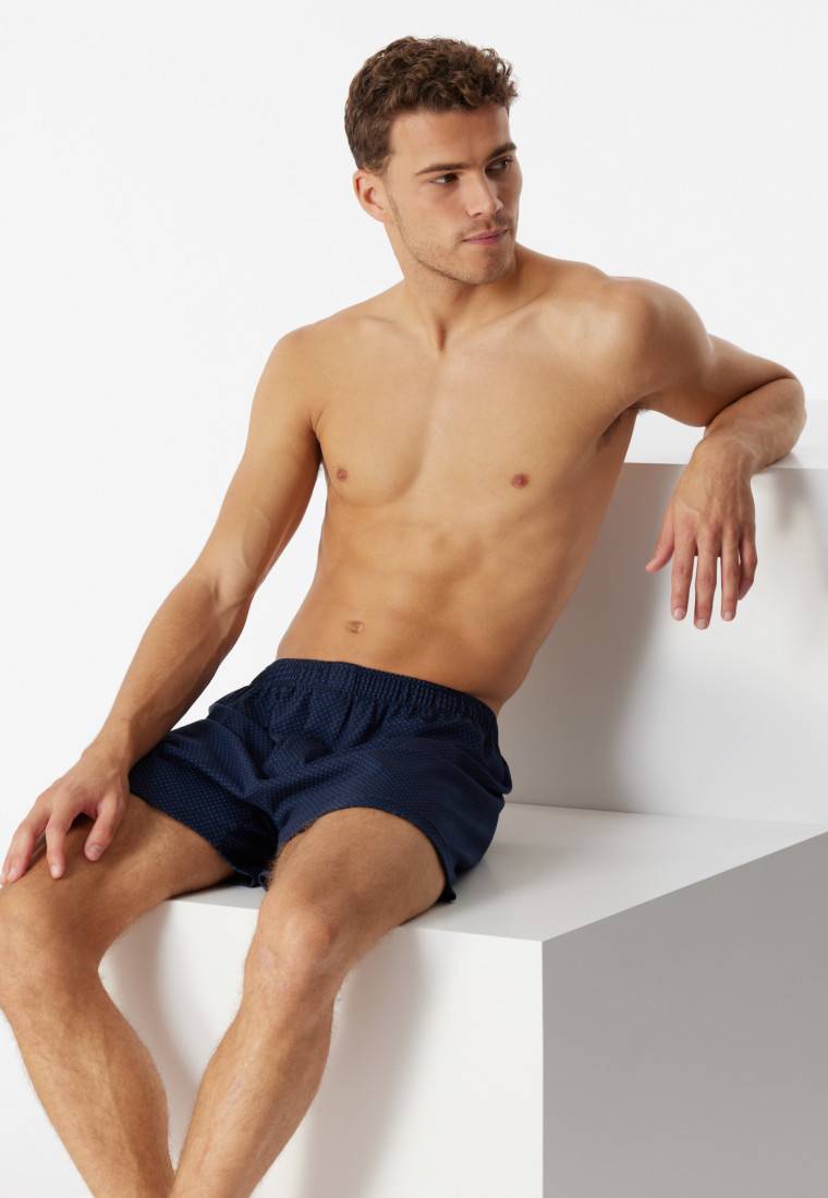 Schiesser Boxershorts Jersey dunkelblau gemustert - Cotton Casuals
