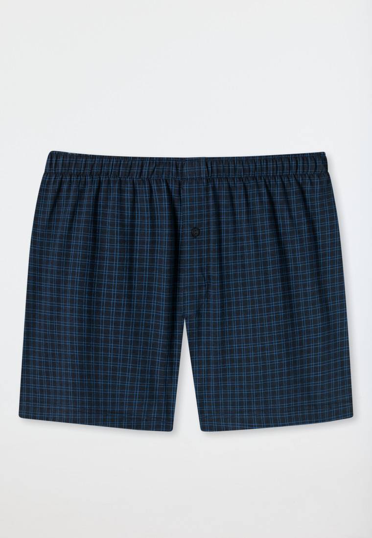 Schiesser Boxershorts Jersey Dunkelblau Karierte - Cotton Casuals