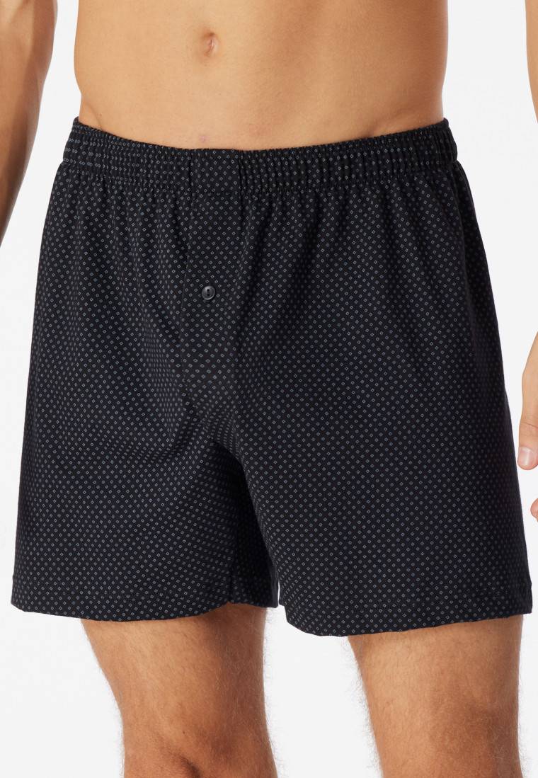 Schiesser Boxershorts Jersey Schwarz Gemustert - Cotton Casuals