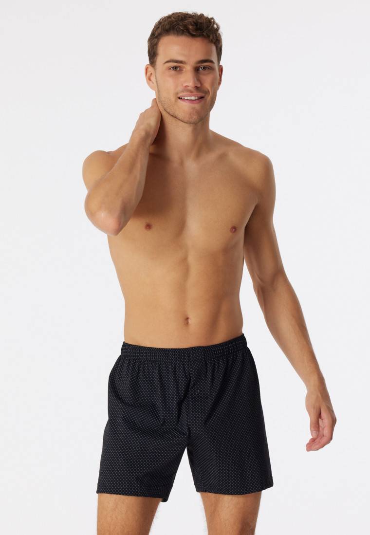 Schiesser Boxershorts Jersey schwarz gemustert - Cotton Casuals