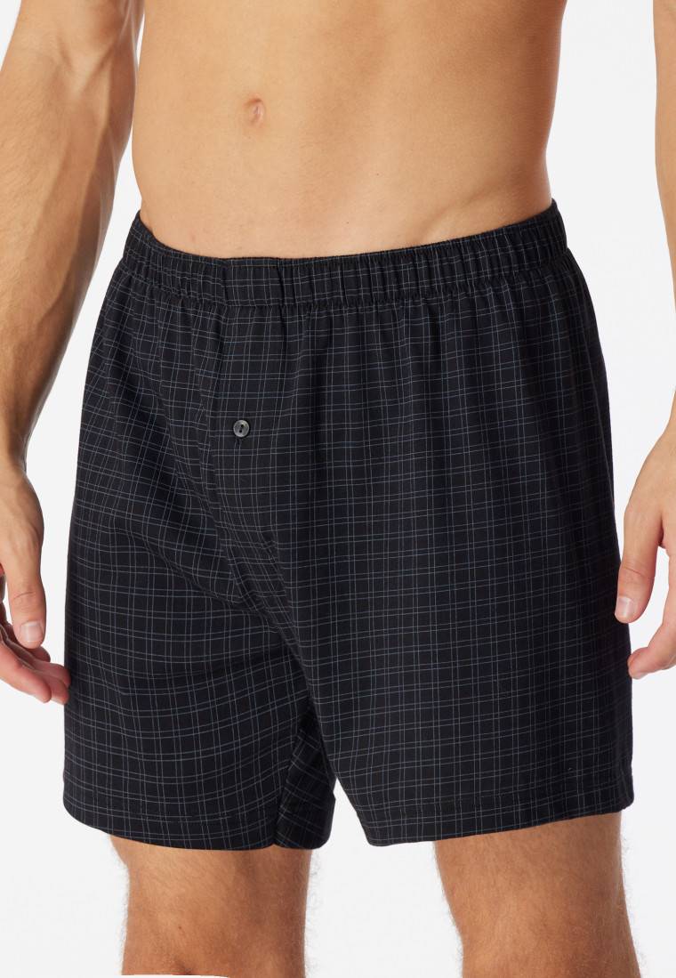 Schiesser Boxershorts Jersey Schwarz Kariert - Cotton Casuals