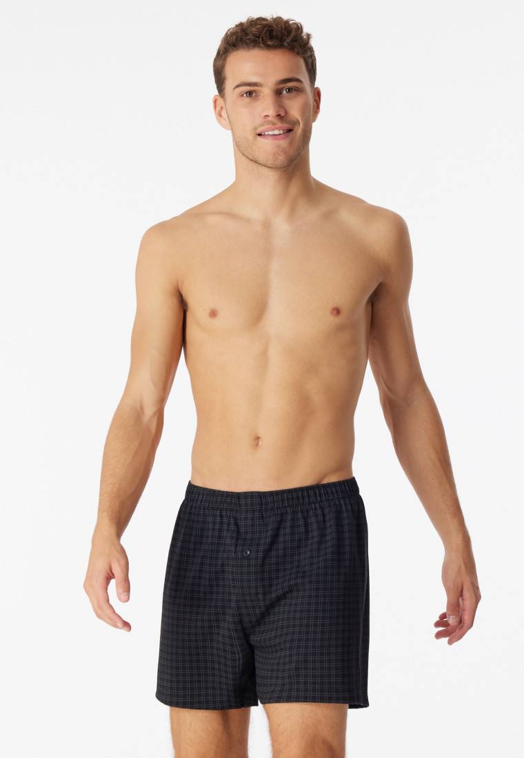 Schiesser Boxershorts Jersey schwarz kariert - Cotton Casuals