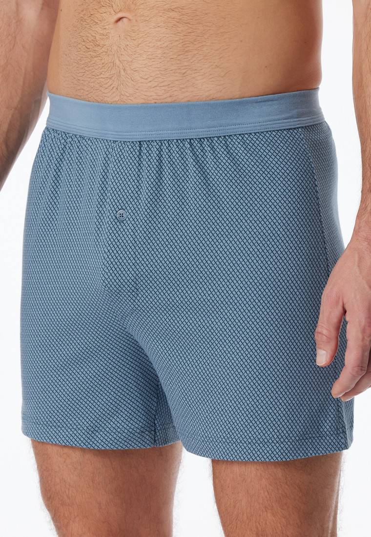 Schiesser Boxershorts Organic Cotton Gemustert Blaugrau - Comfort Fit