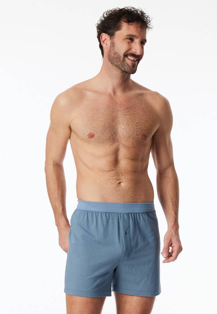 Schiesser Boxershorts Organic Cotton gemustert blaugrau - Comfort Fit