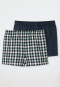 Schiesser Boxershorts Webware 2er Pack Karos nachtblau/ mehrfarbig - Boxershorts Multipacks