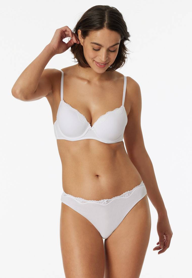 Schiesser Bügel-BH mit Schale und Spitze weiß - Pure Cotton