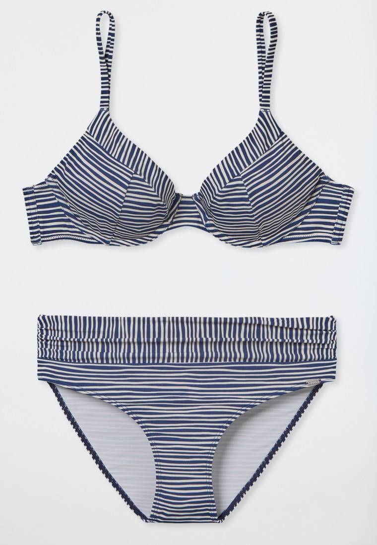 Schiesser Bügel-Bikini Verstellbare Träger Midi-Slip Mehrfarbig Gestreift - Ocean Dive