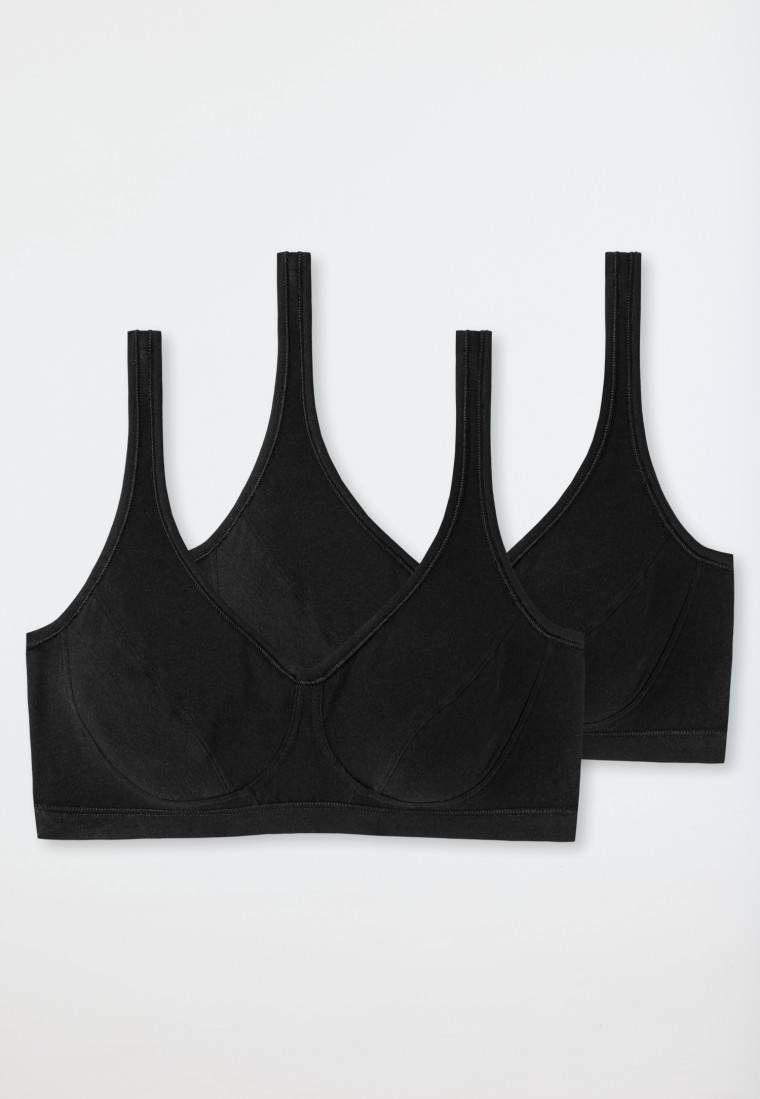 Schiesser Bustier 2er-Pack Mit Cups Organic Cotton Schwarz - 95/5