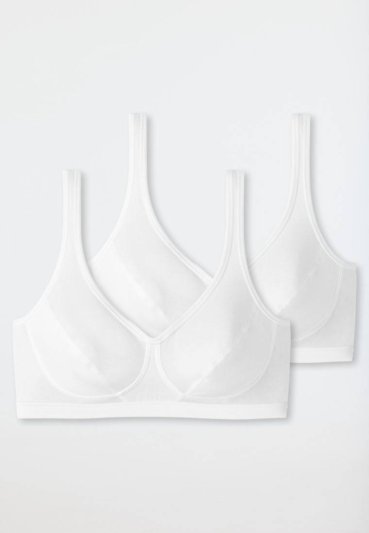 Schiesser Bustier 2er-Pack Mit Cups Organic Cotton Weiß - 95/5