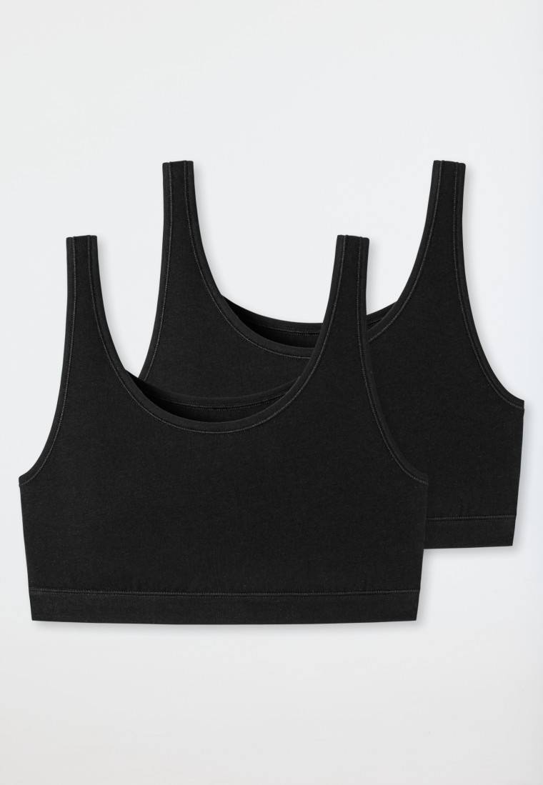 Schiesser Bustier 2er-Pack Ohne Cups Organic Cotton Schwarz - 95/5