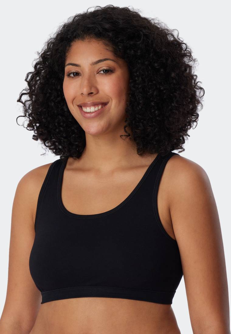 Schiesser Bustier 2er-Pack Ohne Cups Organic Cotton Schwarz - 95/5