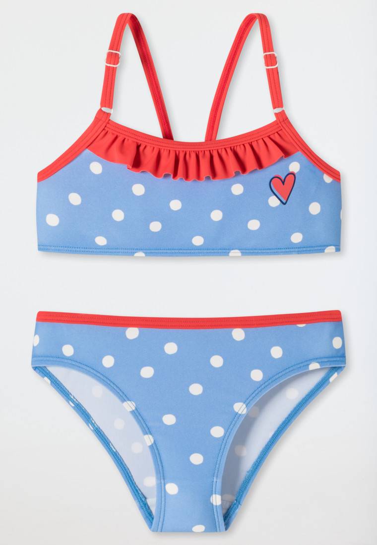Schiesser Bustier Bikini Wirkware Punkte Rüschen Hellblau - Aqua Kids Girls